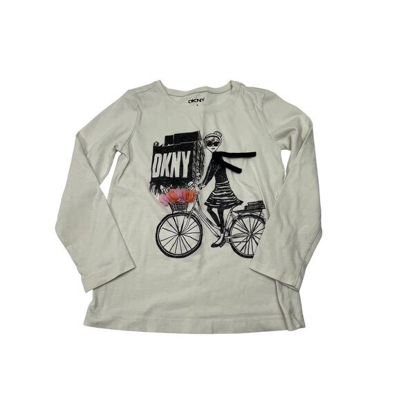 Carters & DKNY Girls Long-Sleeve Shirts Size 6 Cotton Blend Graphic Tops Set Of - Picture 3 of 11